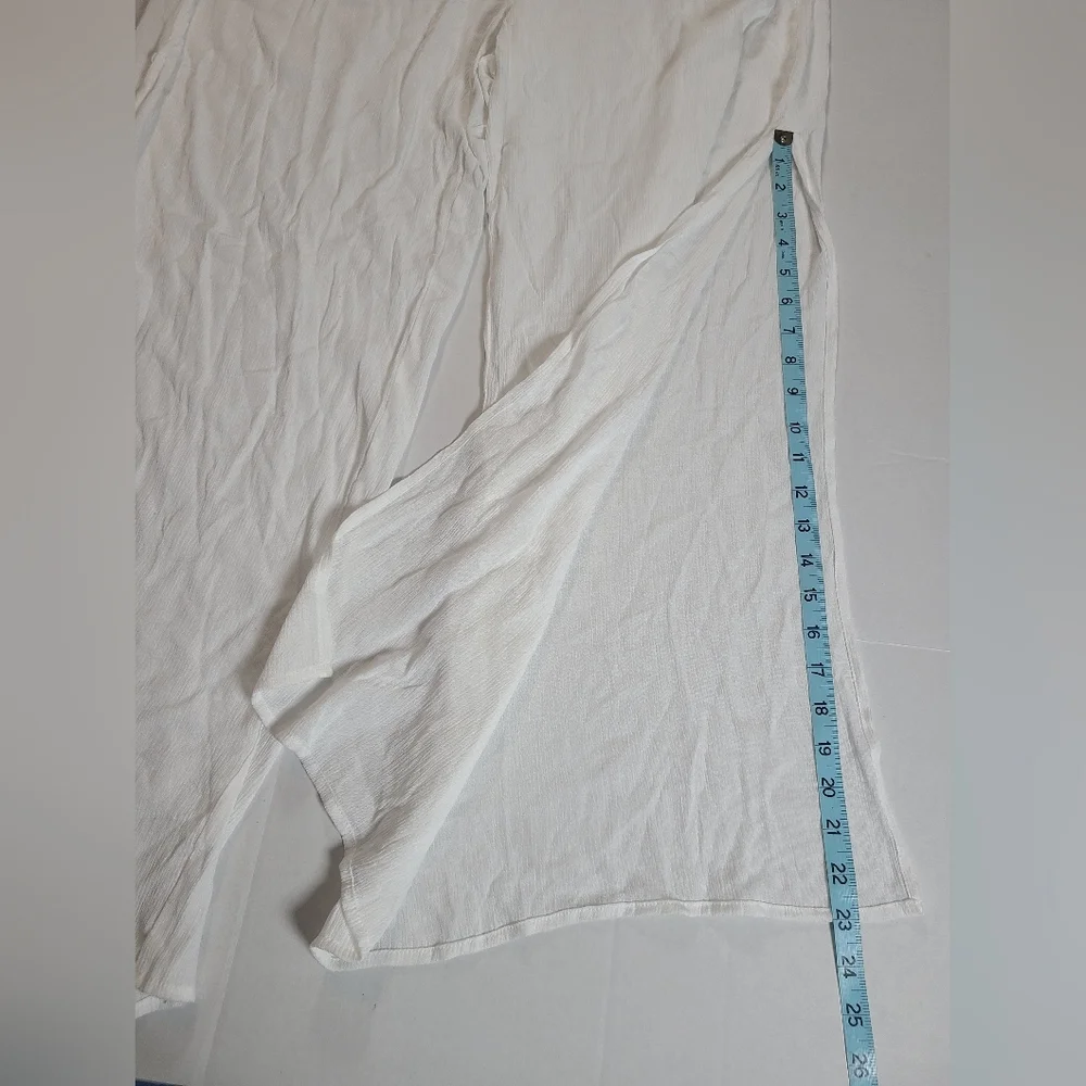 Kona Sol Women’s L White Wide-Leg Smocked Waist Cover Up Pants W/ Side Slit NWT - Picture 8 of 11